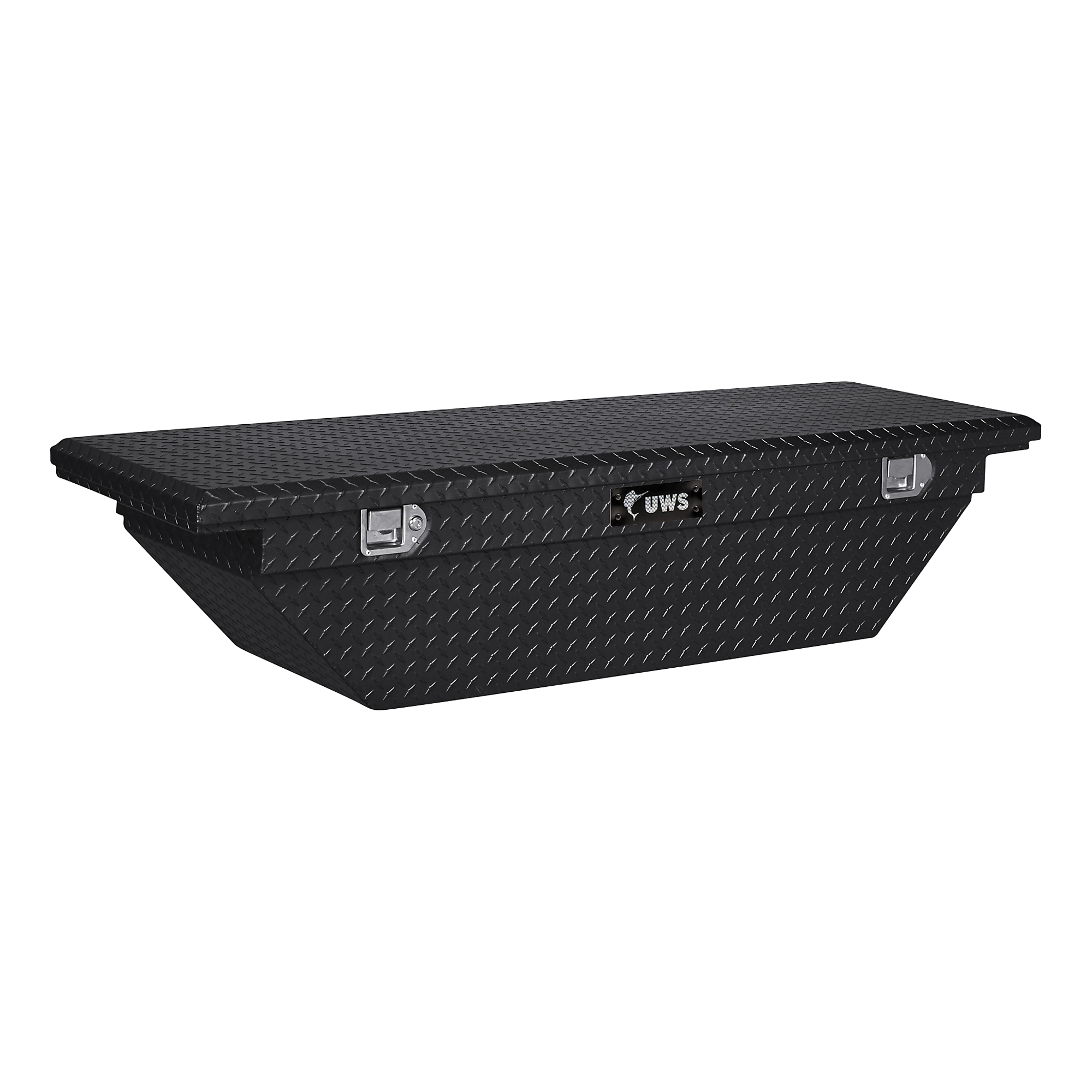 UWS, 60in. Angled Crossover Truck Tool Box, Width 60.875 in, Material Aluminum, Color Finish Gloss Black, Model# EC10202
